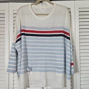 Mer Sea Catalina Sweater One Size OS - White with Blue/Red Stripes